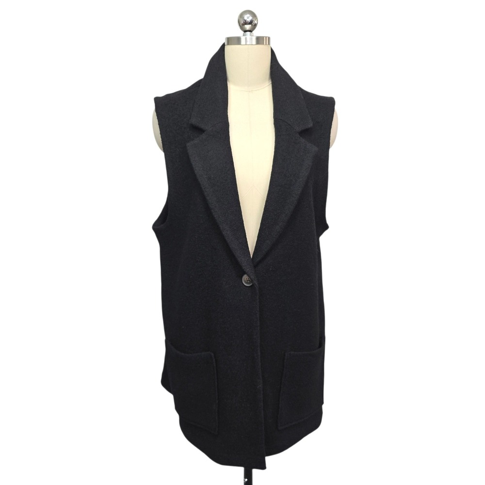 Tahari Black Wool Blend‎ Vest Blazer Style Women's Size XL Quiet Luxury Capsule